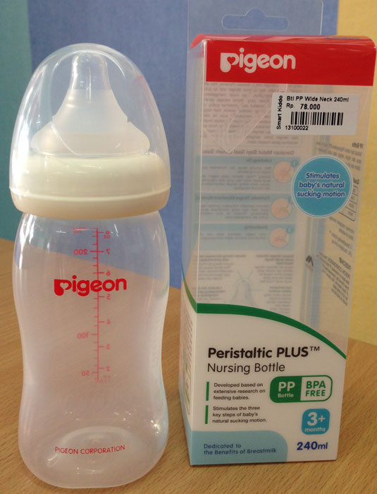 Botol Susu Pigeon PP Wide Neck 240ml with P-Plus Nipple